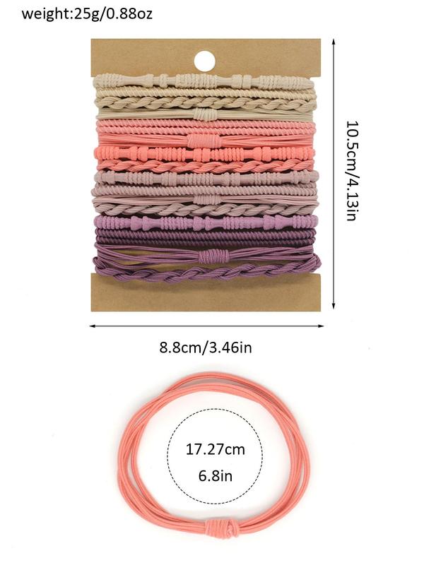 Boho Style Braided Hair Tie Set, Casual Simple Plain Color Hair Ties, Fashion Hair Accessories for Women & Girls