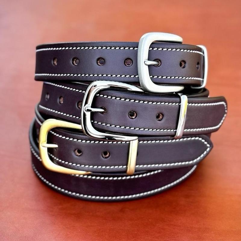 Gibson-Made Leather Belt - Heavy Steer Hide - Solid Brass Hardware