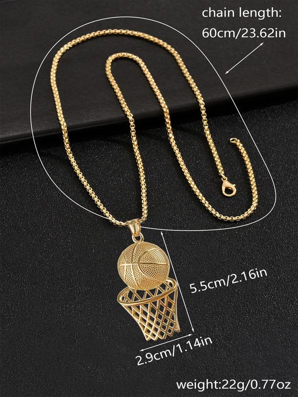 Basketball Hoop Pendant Necklace for Men & Women, Fashion Jewelry for Party, Daily Clothing Decor, Trendy All-match & Exquisite Jewelry for Birthday Gift