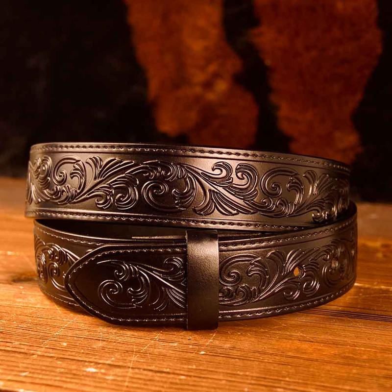 Black Leather Printed Western Belt Costume Decoration