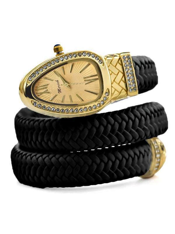 Women's Elegant Rhinestone Decorated Snake Design Quartz Watch, Fashionable Wristwatch for Women & Girls, Trendy All-match & Exquisite Watch for Birthday Gift with Box