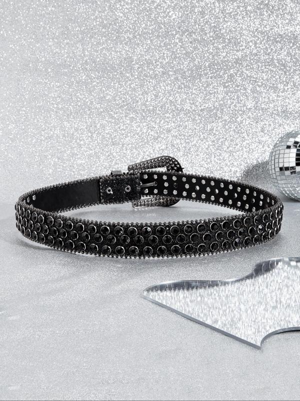 Women's Street Trend Rhinestone Decor Design Belt, Fashionable Waistband for Jeans & Shorts, Trendy All-match & Exquisite Belt for Birthday Gift