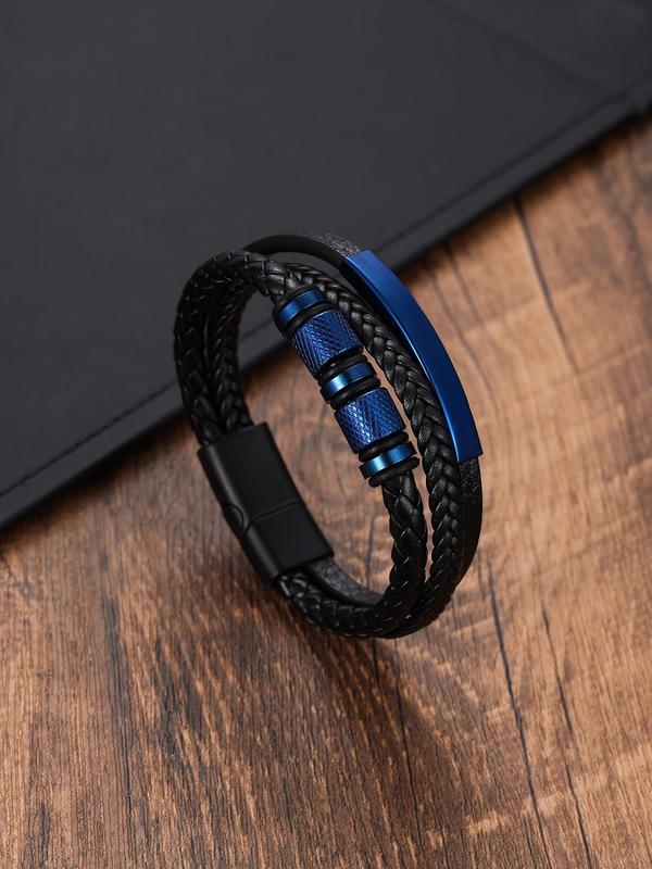 Fashion Braided Magnetic Buckle Bracelet, Men's Fashion Accessories for Party, Daily Clothing Decor, Trendy All-match & Exquisite Jewelry for Birthday Gift