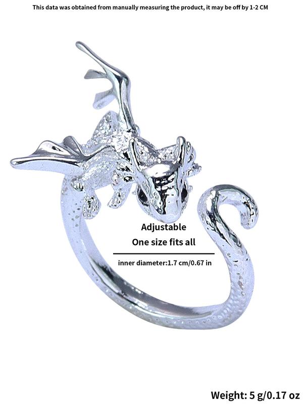 Cute Flying Dragon Design Ring, Fashionable Animal Shaped Ring for Women & Men, Fashion Jewelry for Party, Daily Decor, Trendy All-match & Exquisite Jewelry for Gift