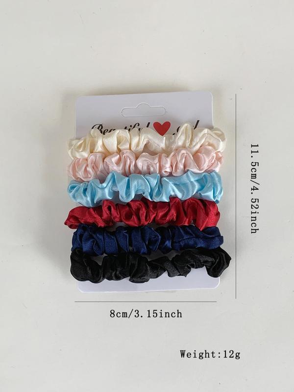 Plain Color Frill Design Satin Hair Tie for Galentineday Gift, Casual Daily Hair Accessories for Women, Cute Ponytail Holder