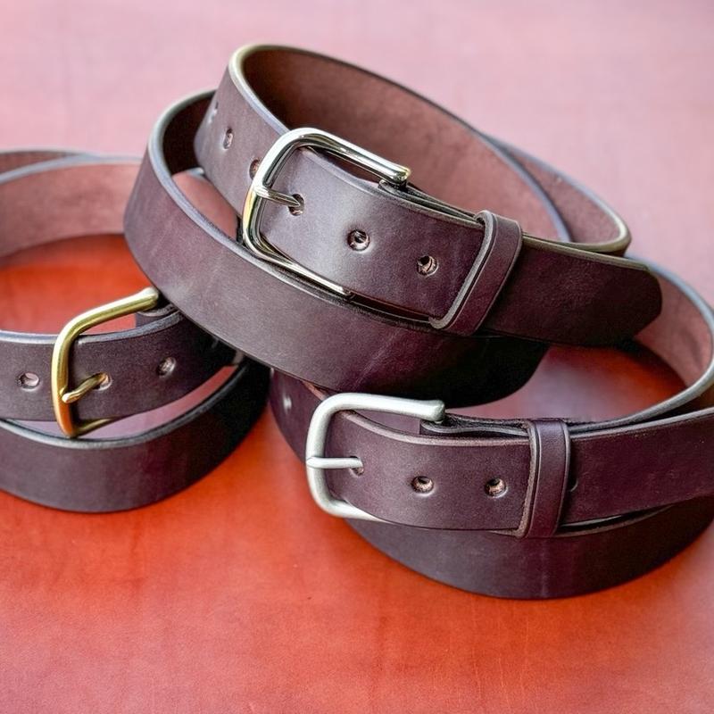 Gibson-Made Leather Belt - Heavy Steer Hide - Solid Brass Hardware