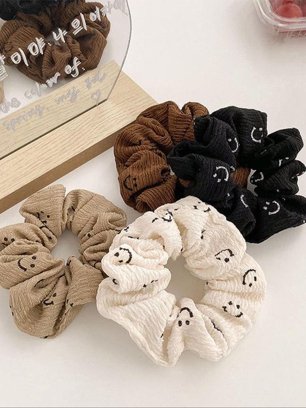 Fashionable All-match Cartoon Print Scrunchies, Cute Simple High Stretch Hair Tie for Women, Casual Versatile Hair Accessories for Daily Wear