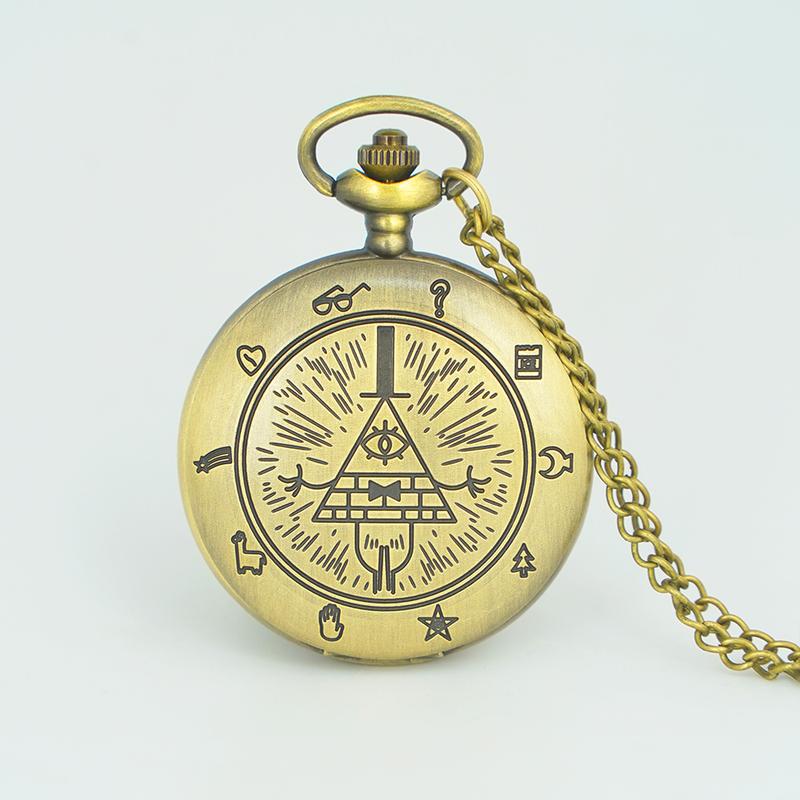 Eye of Providence Quartz Pocket Watch: Mysterious Triangle Devil Necklace Pendant with Gravity Falls-Inspired Design