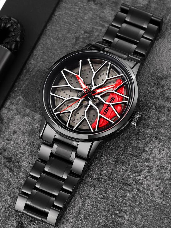 Men's Business Fashion Round Dial Quartz Watch, Stainless Steel Watch with Box, Fashion Waterproof Watch for Party, Daily Decor, Trendy All-match & Exquisite Watch for Boyfriend Gifts, Watches for Men