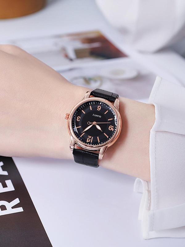 Fashion Simple Round Dial Pu Leather Crocodile Strap Quartz Watch, Fashion Watch for Party, Daily Clothing Decor, Trendy  Watch for Birthday Gift without Box