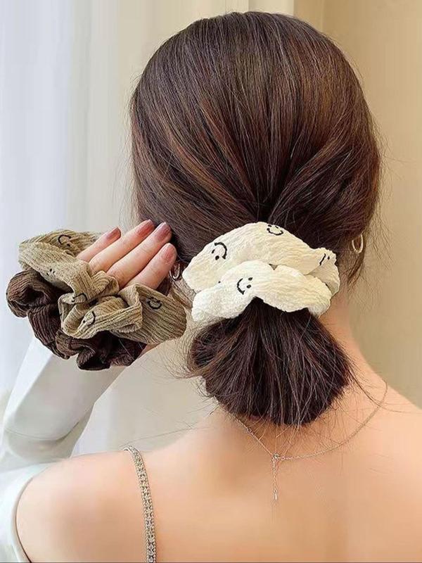 Fashionable All-match Cartoon Print Scrunchies, Cute Simple High Stretch Hair Tie for Women, Casual Versatile Hair Accessories for Daily Wear