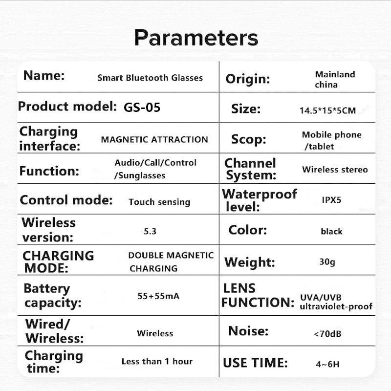 Wireless Smart Glasses with Magnetic Detachable Lens, Waterproof Voice Calling Sunglasses, Bluetooth-compatible Smart Glasses Eyewear for Men & Women, Travel Essentials