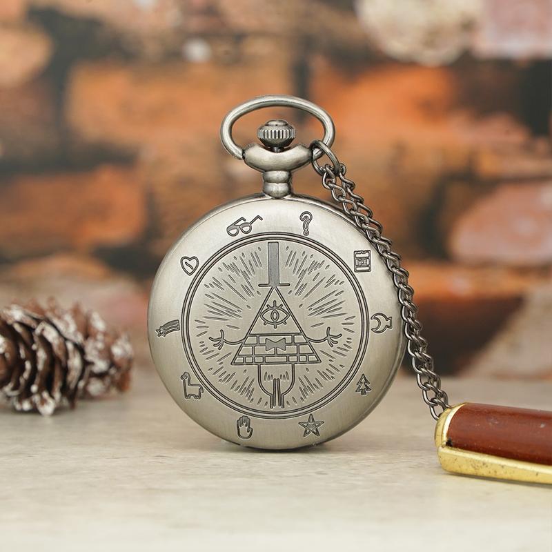 Eye of Providence Quartz Pocket Watch: Mysterious Triangle Devil Necklace Pendant with Gravity Falls-Inspired Design