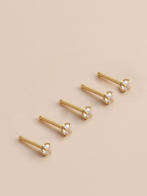 Rhinestone Decorated Nose Studs, 25pcs Artificial Zircon Nose Ring, Body Jewelry for Women & Men, Fashion Trendy Exquisite Jewelry for Party for Gift