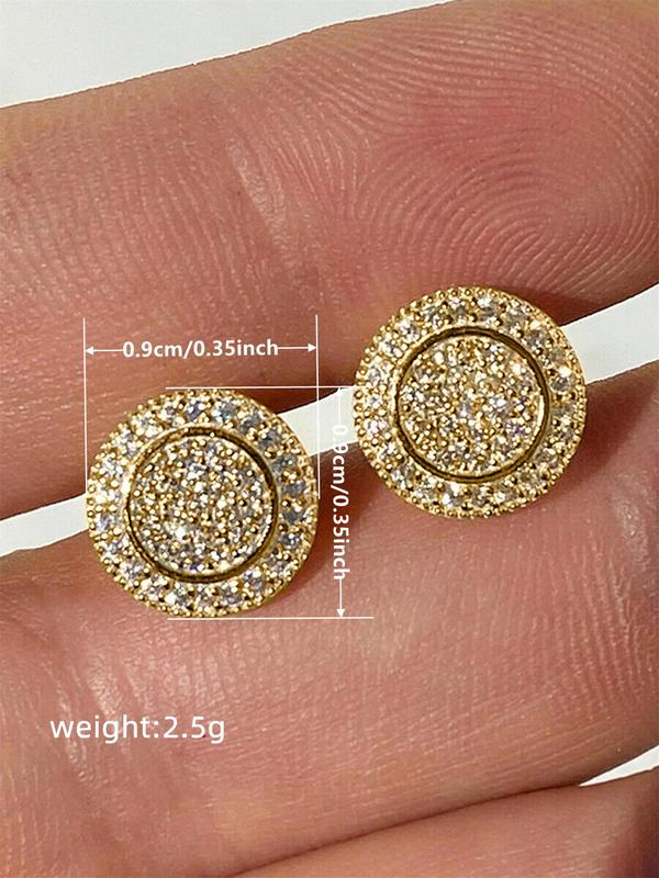 Fashion Rhinestone Decorated Round Shaped Earrings for Women, Luxury Anniversary Wedding Party Earrings, Cute Accessories As Gifts for Women