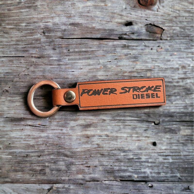 Power Stroke Genuine Leather Keychain for Diesel Trucks