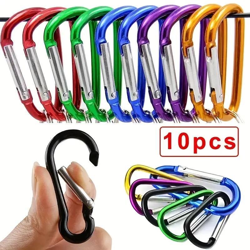 Random Color Carabiner, 10pcs Mini Carabiners Clip Keychain, Aluminum Alloy Spring Buckle for Backpacking, Camping, Hiking, Solocamping, Bikepacking, Glamping, Christmas, Christmas Gift