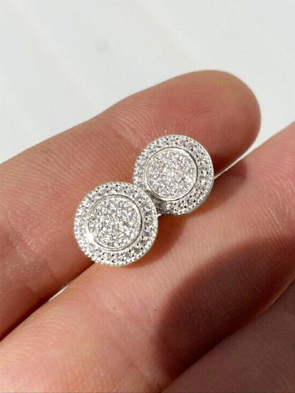 Fashion Rhinestone Decorated Round Shaped Earrings for Women, Luxury Anniversary Wedding Party Earrings, Cute Accessories As Gifts for Women