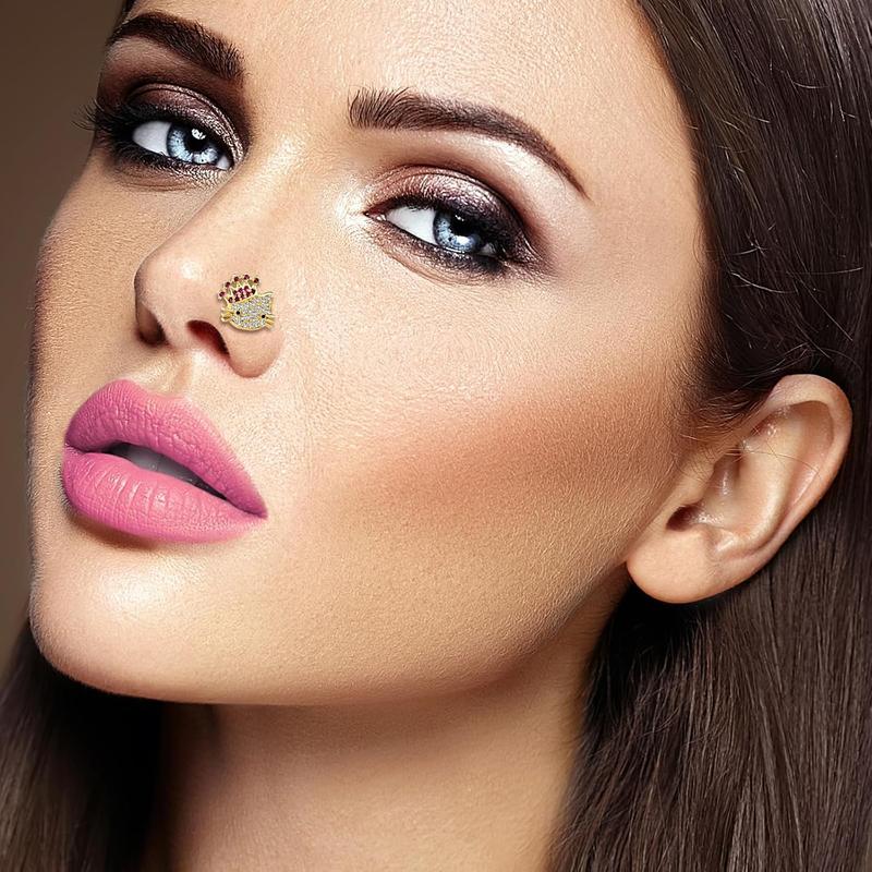 18Pcs 18G Nose Rings L Shape Nose Ring Stud for Women-Butterfly Nose Ring - Heart Nose Ring- Gold Nose Studs for Women