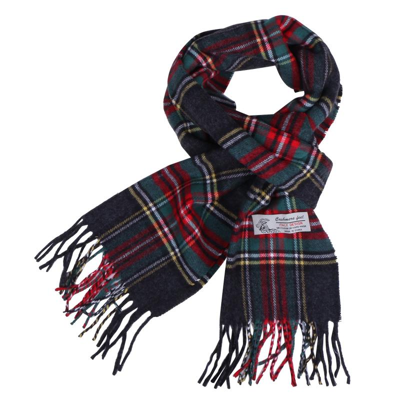 Unisex's Scott Tartan Plaid Scarves Cashmere Feel Classic Warm Soft Scarf with Fringes