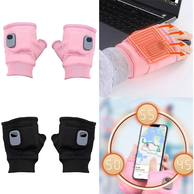 Heated Half Finger Gloves, Rechargeable Electric Heating Gloves, Adjustable Speed Heated Riding Gloves, Electric Gloves for Outdoor Activities