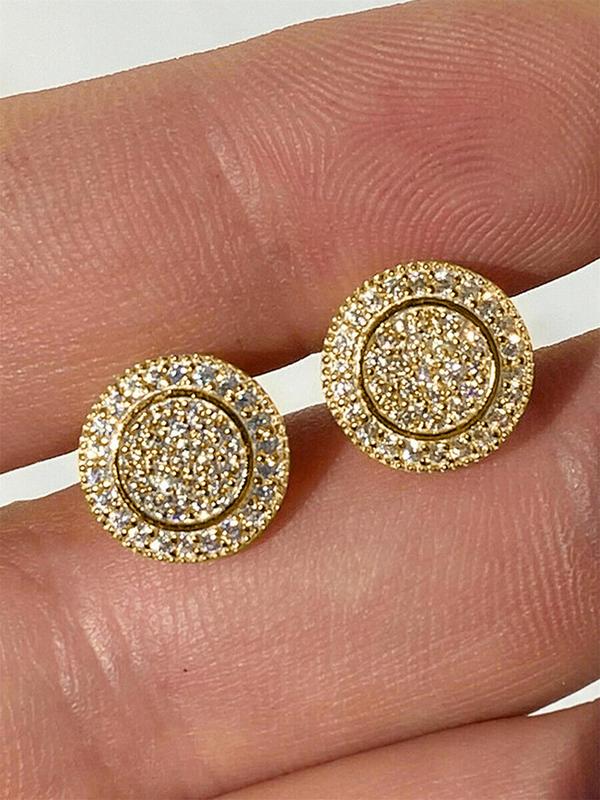 Fashion Rhinestone Decorated Round Shaped Earrings for Women, Luxury Anniversary Wedding Party Earrings, Cute Accessories As Gifts for Women