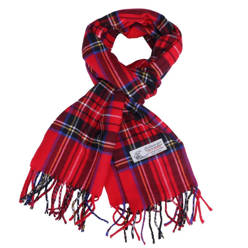 Unisex's Scott Tartan Plaid Scarves Cashmere Feel Classic Warm Soft Scarf with Fringes