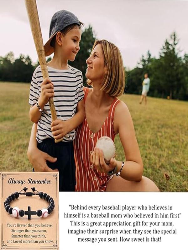 Cross & Baseball Beaded Bracelet,  Fashion Adjustable Beaded Bracelet for Women & Men for Daily Clothing Decor, Trendy All-match & Exquisite Jewelry for Birthday Gift