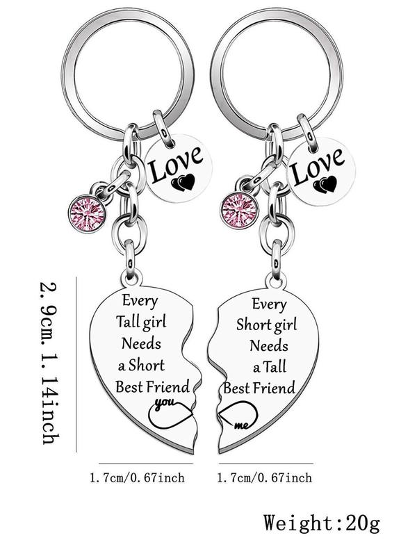 Best Friend Themed Keychain, Fashionable Heart Shaped Stainless Steel Keychain for Women, Trendy All-match & Exquisite Keychain for Birthday Gift