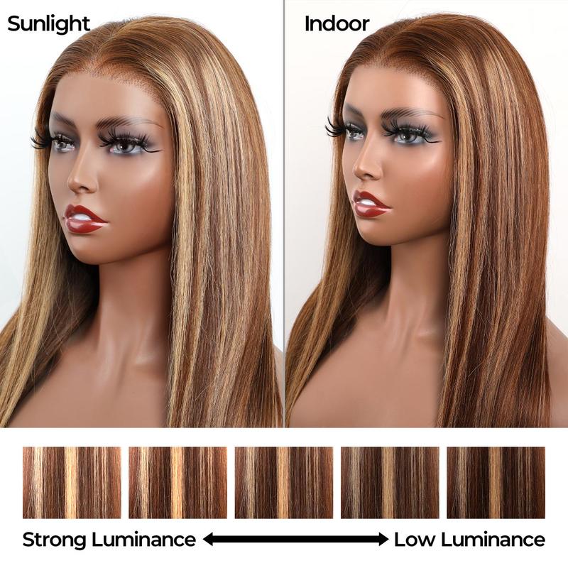 OQ HAIR Pre Cut Lace Highlight Ombre 4 27 Color Wear And Go Glueless Wigs 4x6 Straight Lace Front Human Hair Wigs