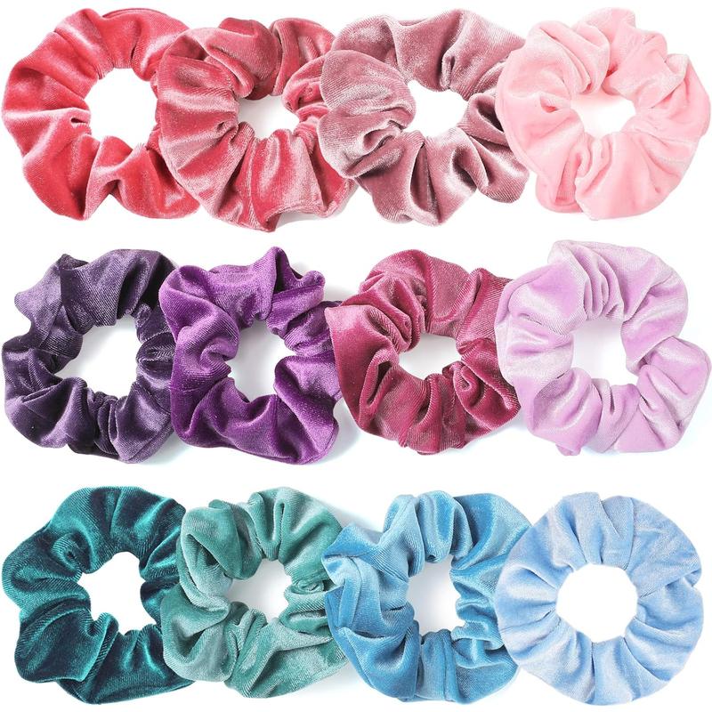 Scrunchies for , 12 count  Scrunchies for Hair, Soft Ponytail Holder, Cute Colors Elastic Hair Bands for Teens and Women