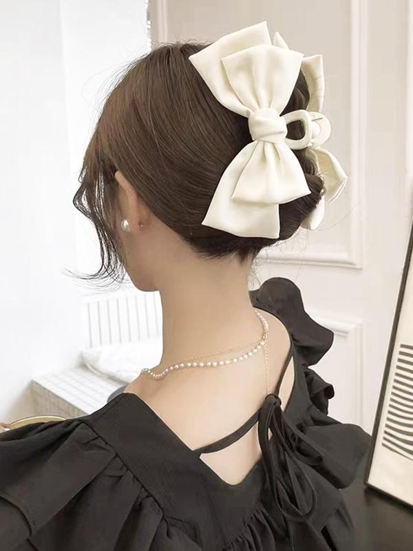 Women's Elegant Bowknot Design Hair Claw Clip, Minimalist Elegant Plain Easy Grasping Hair Claw for Daily Use, Fashion All-match Hair Accessories