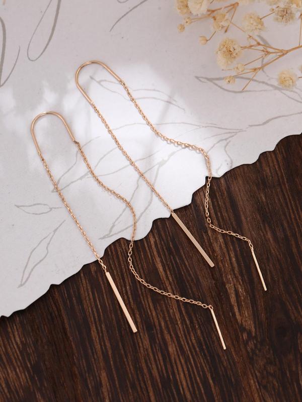 Simple Chain Tassel Design Dangle Earrings (2pcs), Sweet Fashion Jewelry for Women, Casual Jewelry for Party, Daily Clothing Decor, Trendy All-match & Exquisite Jewelry for Birthday Gift