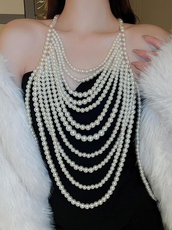 Faux Pearl Decorated Body Chain, Fashionable Body Jewelry for Women, Elegant All-match Fashion Accessories for Daily Wear