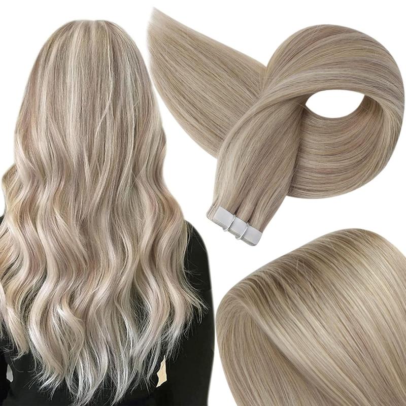 Full Shine Tape in Hair Extensions Seamless Skin Weft Human Hair Extensions 20 Pcs 50 Gram for Women