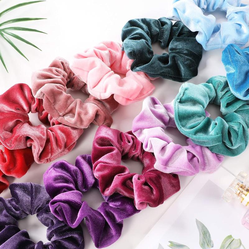 Scrunchies for , 12 count  Scrunchies for Hair, Soft Ponytail Holder, Cute Colors Elastic Hair Bands for Teens and Women