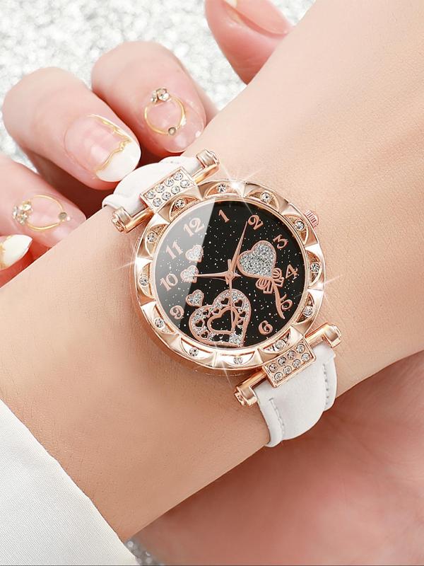 Women's Fashion Casual Rhinestone Decorated Round Dial Watch, Fashion Watch for Party, Daily Clothing Decor, Trendy All-match Watch for Birthday Gift without Box