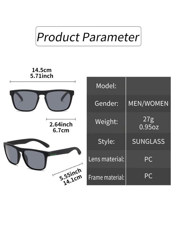 Unisex Simple Style Plain Color Tinted Lens Sunglasses, Trendy Casual Square Frame Sunglasses for Everyday Use, Fashion Accessories for Outdoor Activities