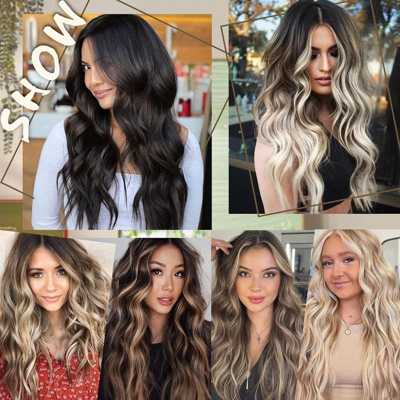 BlackFriday Clip in Hair Extensions Long Wavy Hair Extensions for Women Synthetic Hairpieces for Thin Hair Natural Hair Clip ins for Girls Daily Party Use Event Straight Hair Piece with Clips Easy to Wear Hair Extension