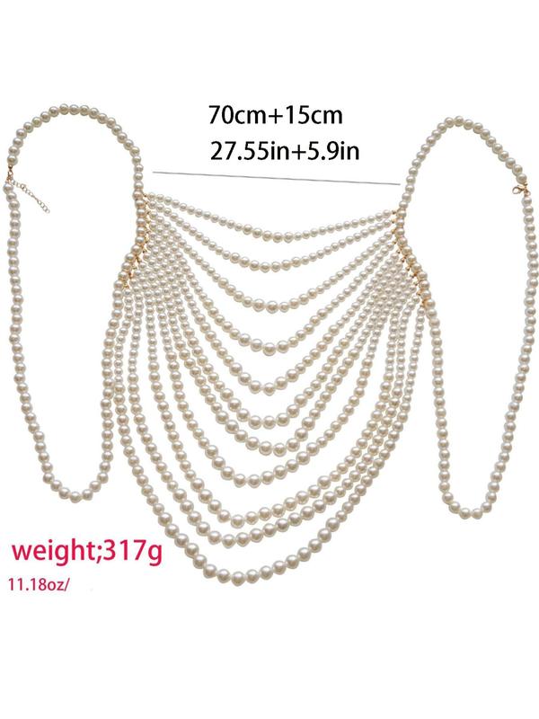 Faux Pearl Decorated Body Chain, Fashionable Body Jewelry for Women, Elegant All-match Fashion Accessories for Daily Wear