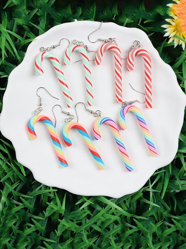 Cute Candy Design Dangle Earrings, Colorful Candy Cane Design Dangle Earrings, Fashion Jewelry Accessories for Women & Girls