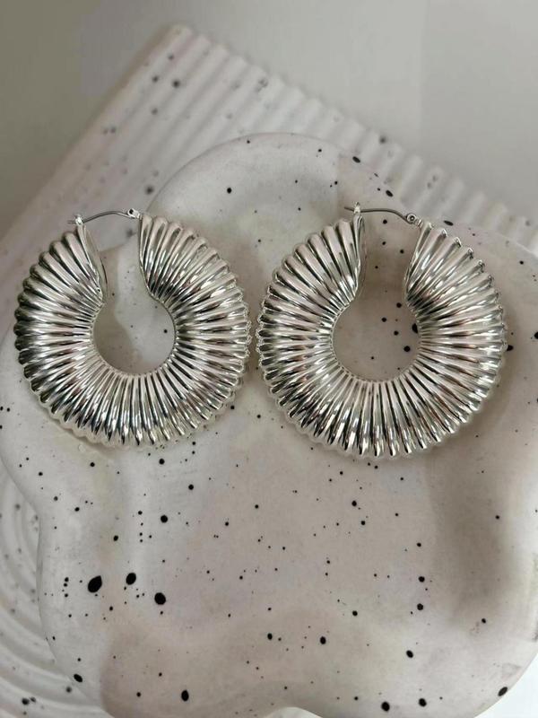 Hollow Out Textured Hoop Earrings, Fashionable Casual Matching Earrings Vintage Jewelry for Women, Classic Fashion Punk Accessories for Daily Wear