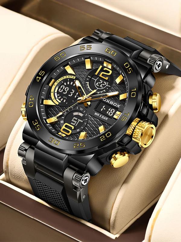 Men's Business Fashion Digital Watch, Summer Durable Watch for Party, Daily Clothing Decor, Trendy Multifunctional Watch for Birthday Gift with Box, for Fall