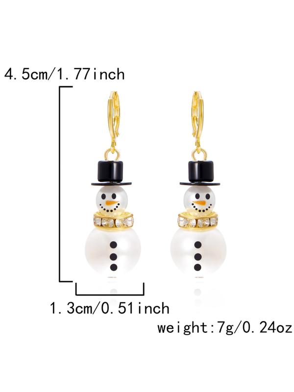 Cute Snowman Design Dangle Earrings, Faux Pearl Decor Dangle Earrings, Fashion Jewelry for Party, Daily Clothing Decor, Trendy All-match & Exquisite Jewelry for Gift