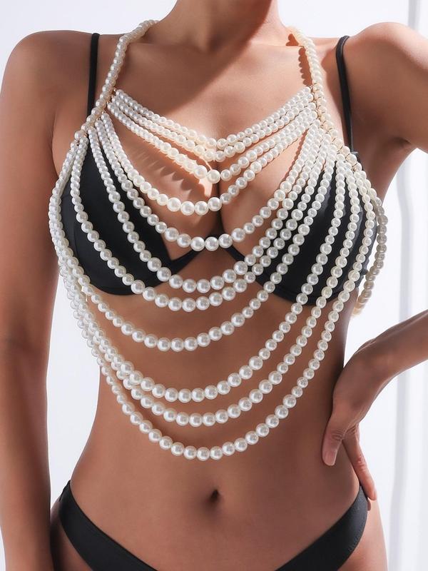 Faux Pearl Decorated Body Chain, Fashionable Body Jewelry for Women, Elegant All-match Fashion Accessories for Daily Wear