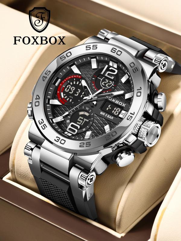 Men's Business Fashion Digital Watch, Summer Durable Watch for Party, Daily Clothing Decor, Trendy Multifunctional Watch for Birthday Gift with Box, for Fall