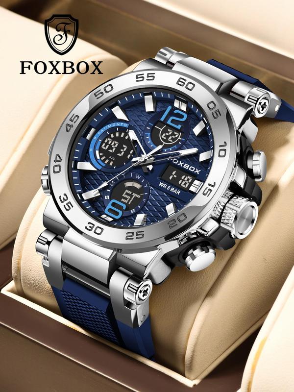 Men's Business Fashion Digital Watch, Summer Durable Watch for Party, Daily Clothing Decor, Trendy Multifunctional Watch for Birthday Gift with Box, for Fall