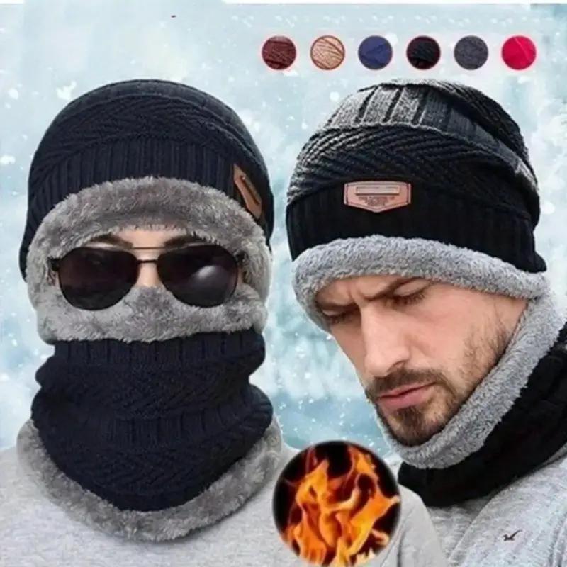 Winter Knitted Warm Suit, 1 Set Warm Beanie & Scarf & Gloves for Outdoor Walking Cycling Running, Outdoor Sports Accessories for Men & Women, Outdoor Accessories, Christmas Gift