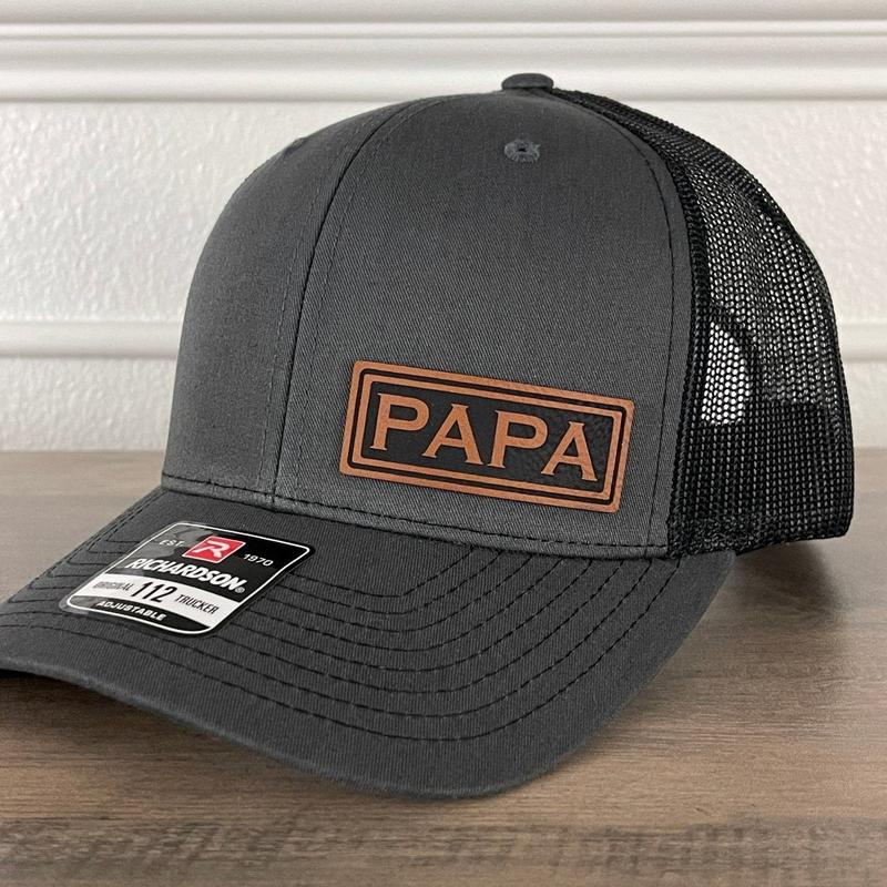 PAPA Side Leather Patch Hat Charcoal Black