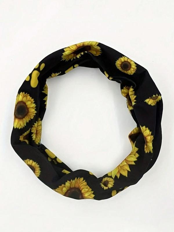 4pcs Sunflower Print Hair Band, Elastic Wide Hair Band for Women, Fashion Breathable Sporty Hair Accessories for Outdoor Activities, Summer Outfits 2024